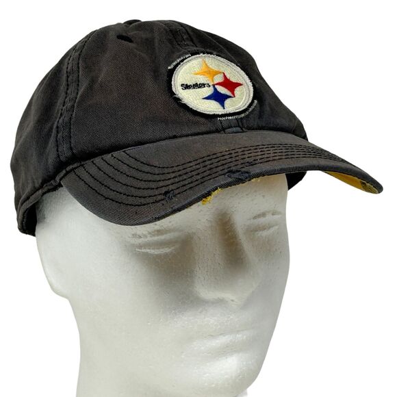Distressed Pittsburgh Steelers Hat Cap Flex Fitted L/XL Black Old Orchard Beach - Picture 1 of 14